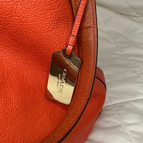 Coach Vibrant Orange Edie Leather Shoulder Bag - Picture 6 of 16